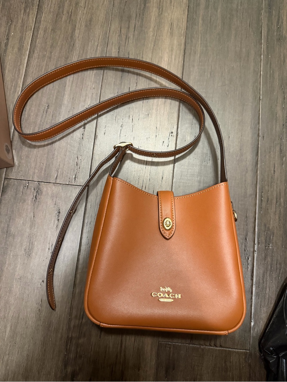 COACH Tan Leather Crossbody Bag with Gold Logo